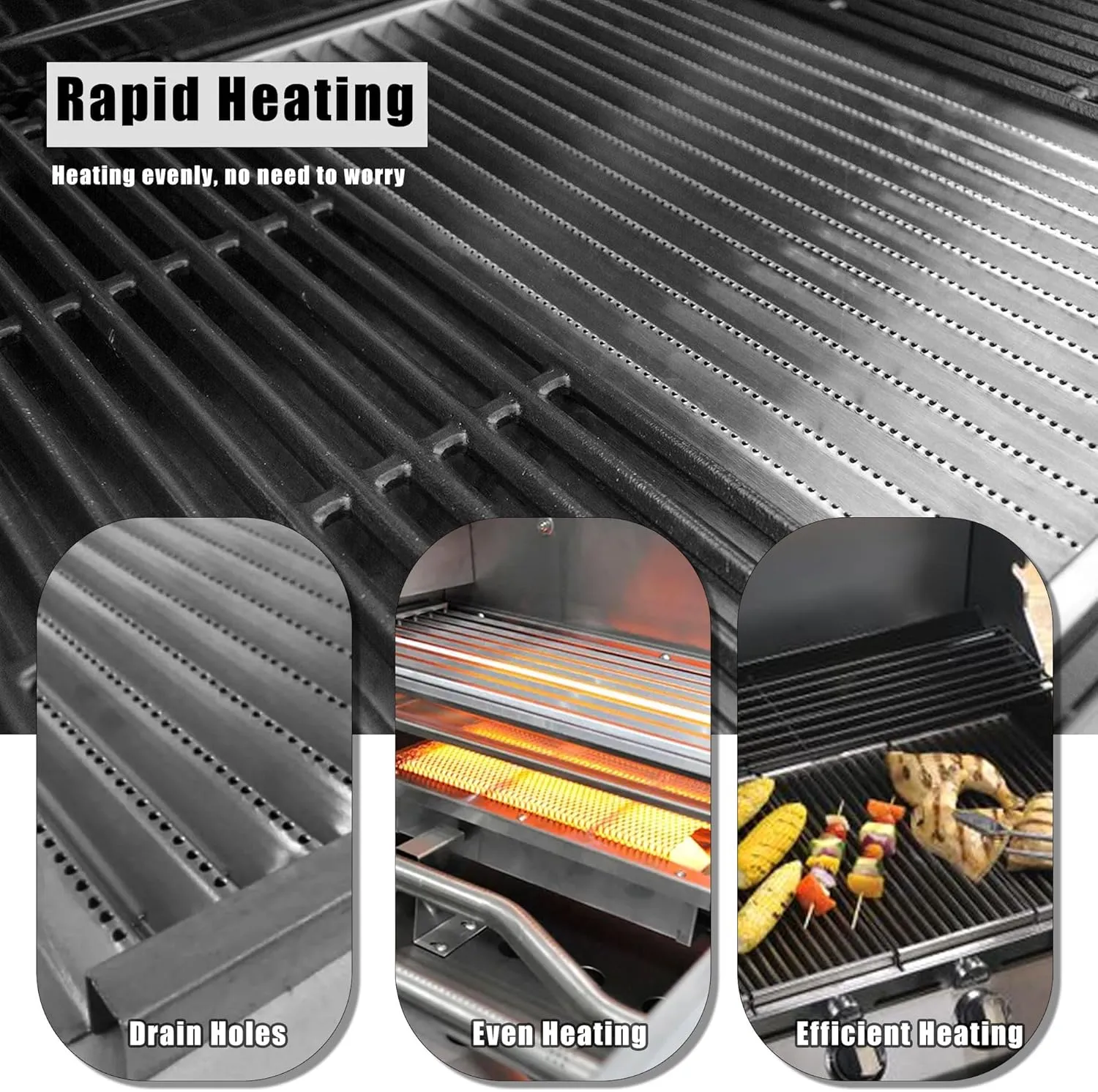 Hongso 17 inch Emitter Plates for Charbroil Commercial and Signature Series Tru Infrared Gas Grill 4 Burner 463242716 463242715 466242716 466242815 466242715 Models