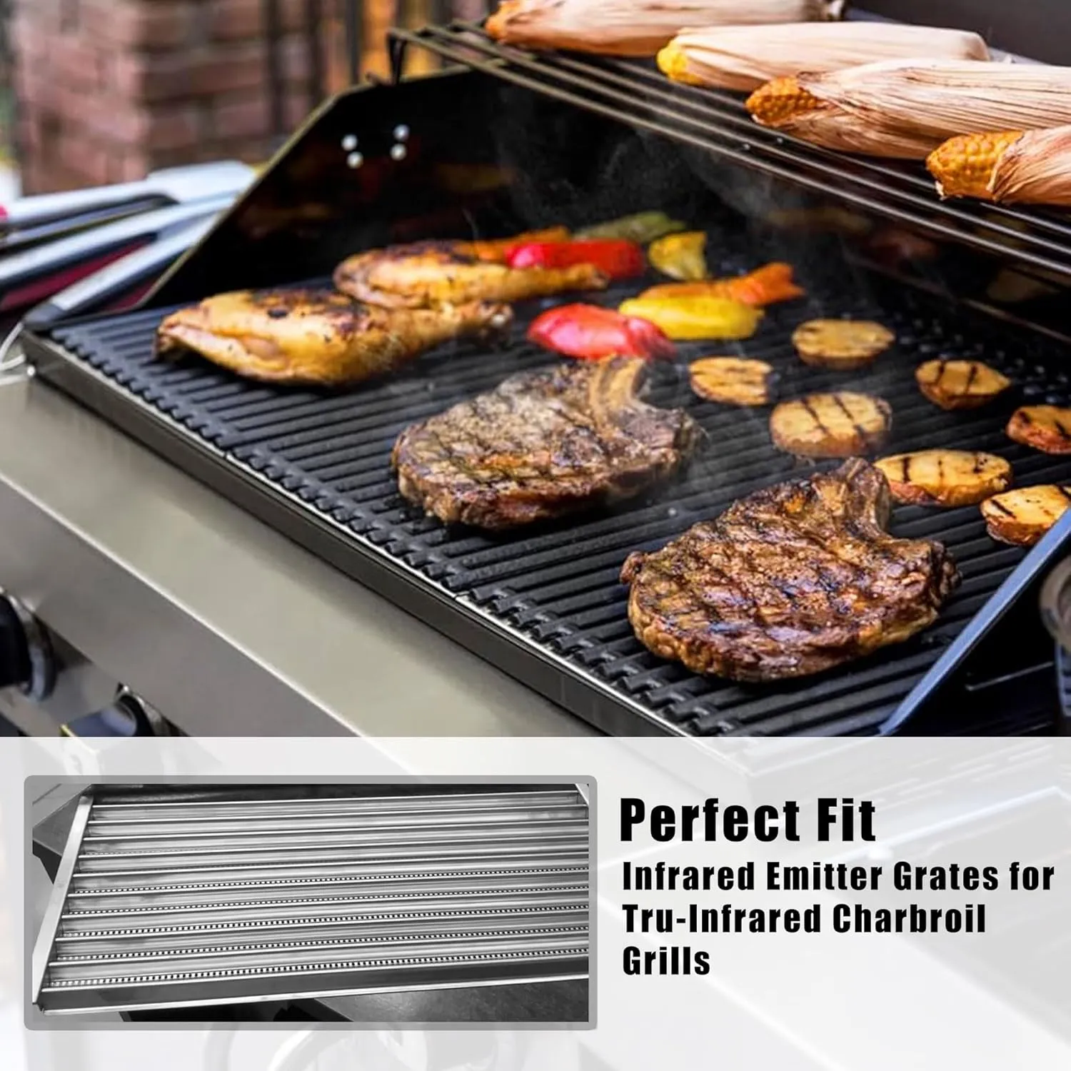 Hongso 17 inch Emitter Plates for Charbroil Commercial and Signature Series Tru Infrared Gas Grill 4 Burner 463242716 463242715 466242716 466242815 466242715 Models