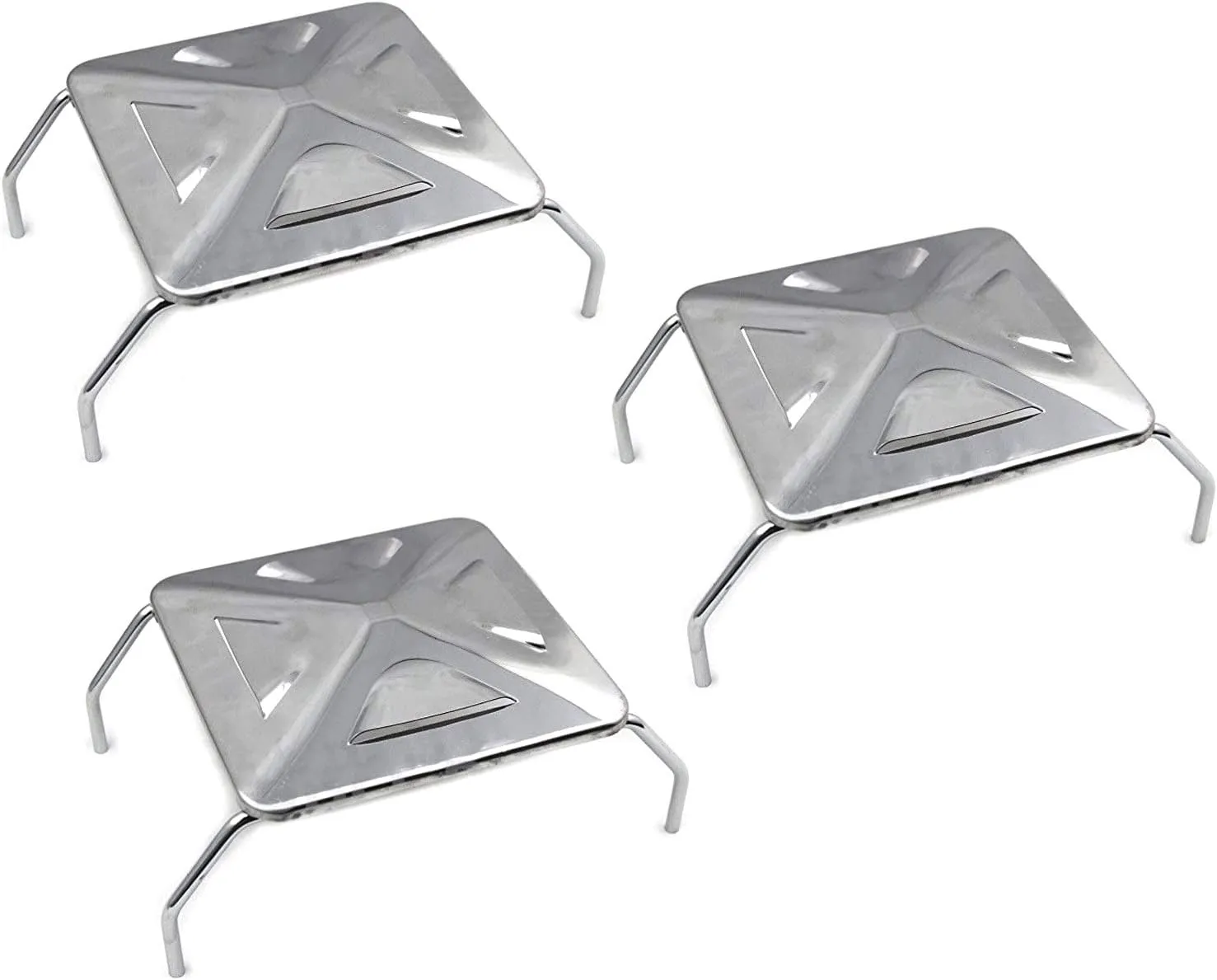 Hongso 6 x 6 Inches Stainless Steel Heat Tent Burner Cover with Support Replacement Parts for Charbroil Big Easy 4638213, 4638222, Thermos SPB261 Gas Grill Models, (3-Pack)