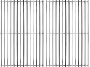 Hongso Durable 304 Stainless Steel Solid Rod, 19 1/4 inch Cooking Grates Replacement for Turbo, Charmglow, Brinkmann Gas Grill (2 Pieces, SCS612)