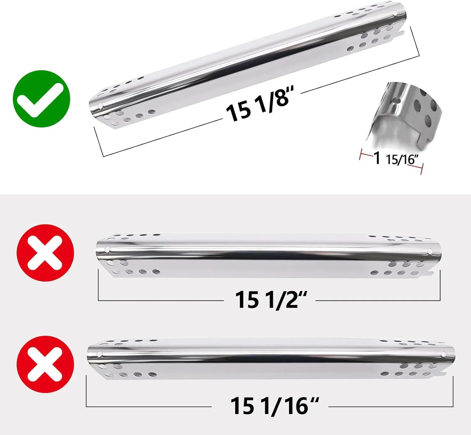 Hongso Grill Replacement Parts for Charbroil Advantage 3 Burner 463343015 463335115 463234815 463435115, Performance 463370015 Models, Stainless Pipe Burners, Heat Plates, Adjustable Crossover Tubes