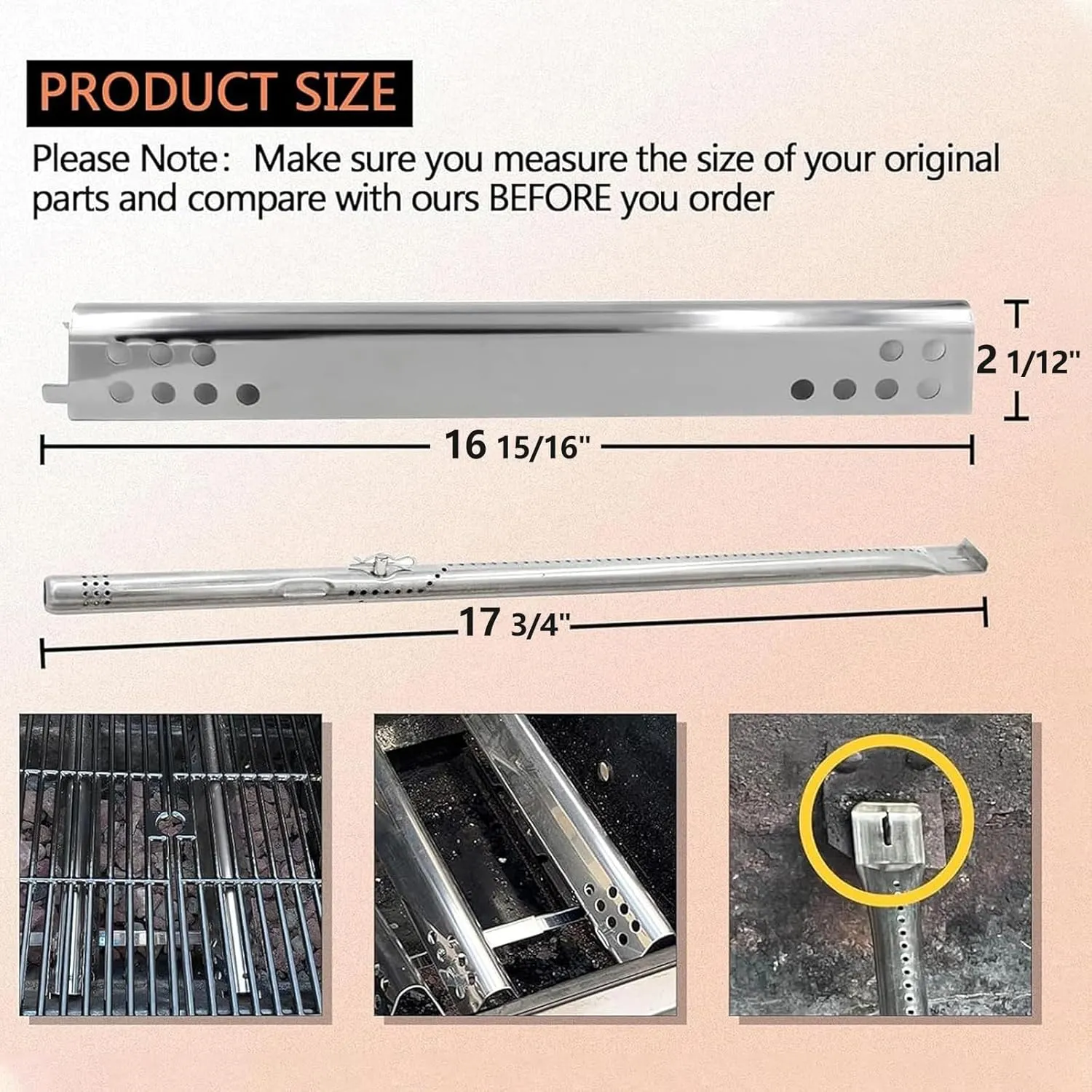 Hongso Grill Replacement Parts for Charbroil Performance 2 Burner 463625217 463673519 463673517 463673019 Grill Models, Includes Heat Plates, Burner Tubes, Crossover Tubes, G470-0004-W1 G470-5200-W1