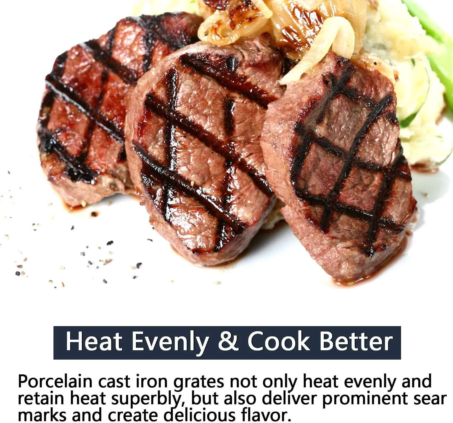 Hongso Porcelain Cast Iron Grill Grates for CharBroil Performance 5 Burners 463347519 463373019, for 4 Burners 463342118 463342119 463347017 463332718 463376217 463376519 463376619 463376419, 3 Packs