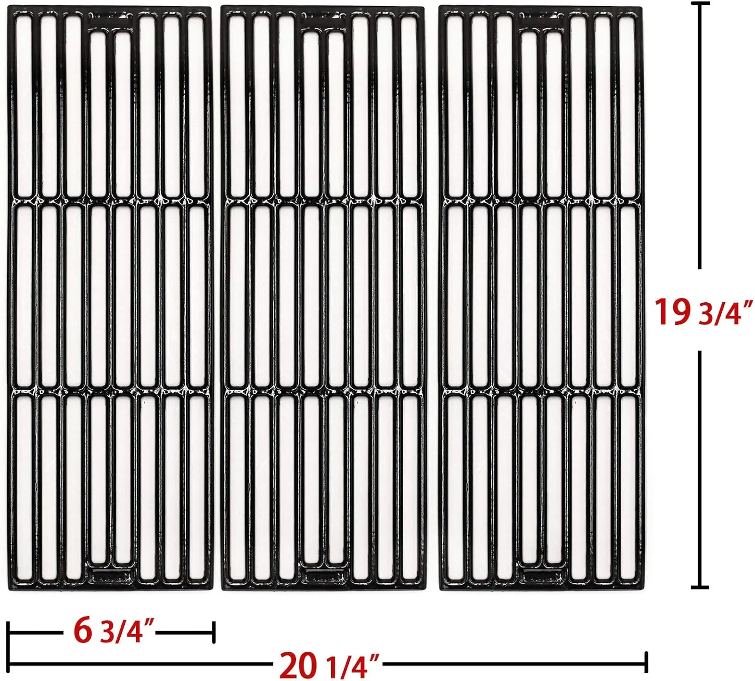 Hongso Porcelain Coated Cast Iron Grill Cooking Grates Replacement for Chargriller Models 2121, 2123, 2222, 2828, 3001, 3030, 3725, 4000, 5050, 5252, 5650,9020. Set of 3