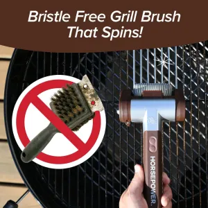 HorsePower Giddy Up Grill Cleaner AS-SEEN-ON-TV! – Cordless, Rechargeable BBQ Tool with 350 RPM Stainless Roller, LED Light – Patents Pending – From BulbHead, a Family-Owned American Brand