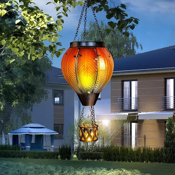 Hot Air Balloon Solar Lantern, Solar Powered Hot Air Balloon Lights Outdoor Hanging Solar Lanterns Waterproof for Garden Porch Yard Patio Pathway Decorations