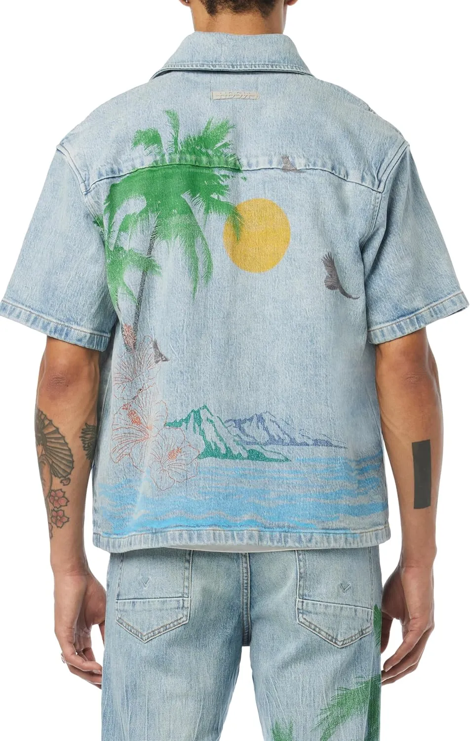 HUDSON Men's Short Sleeve Button Up Camp Shirt