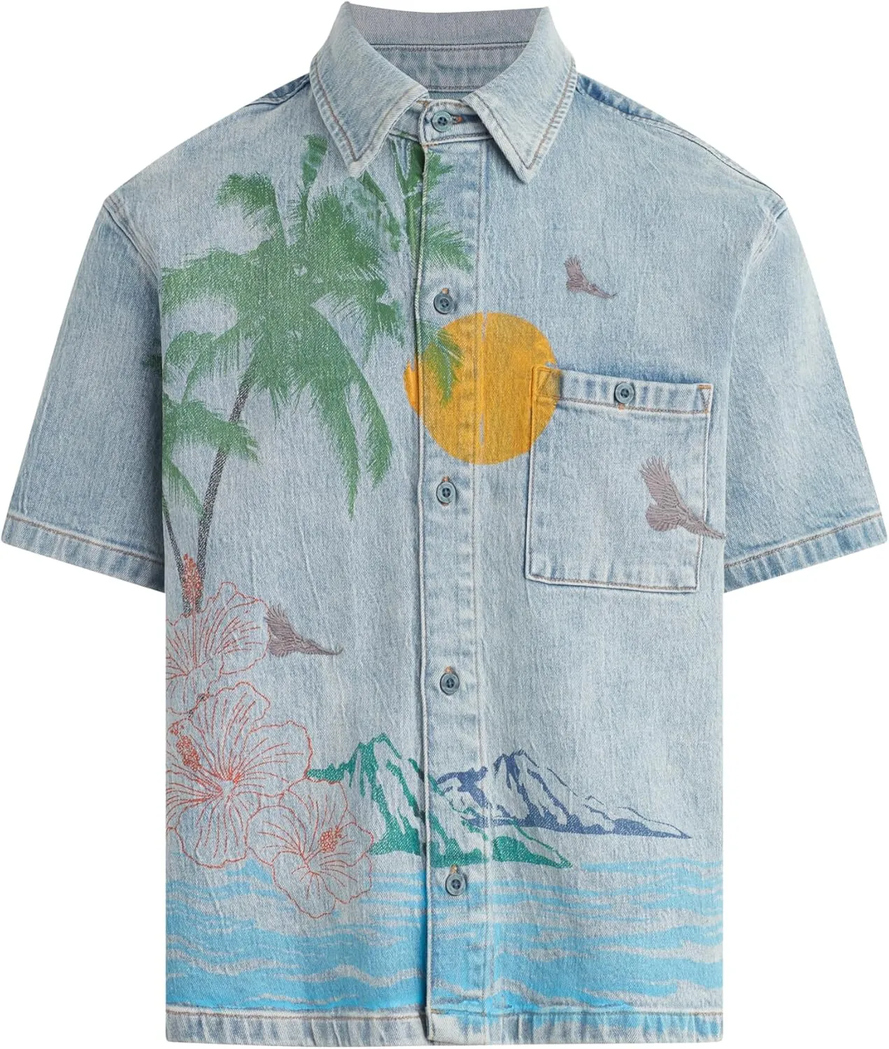 HUDSON Men's Short Sleeve Button Up Camp Shirt