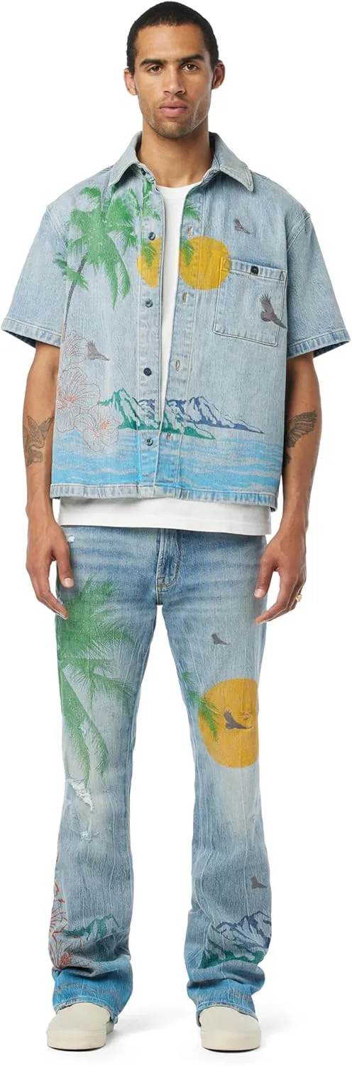 HUDSON Men's Short Sleeve Button Up Camp Shirt
