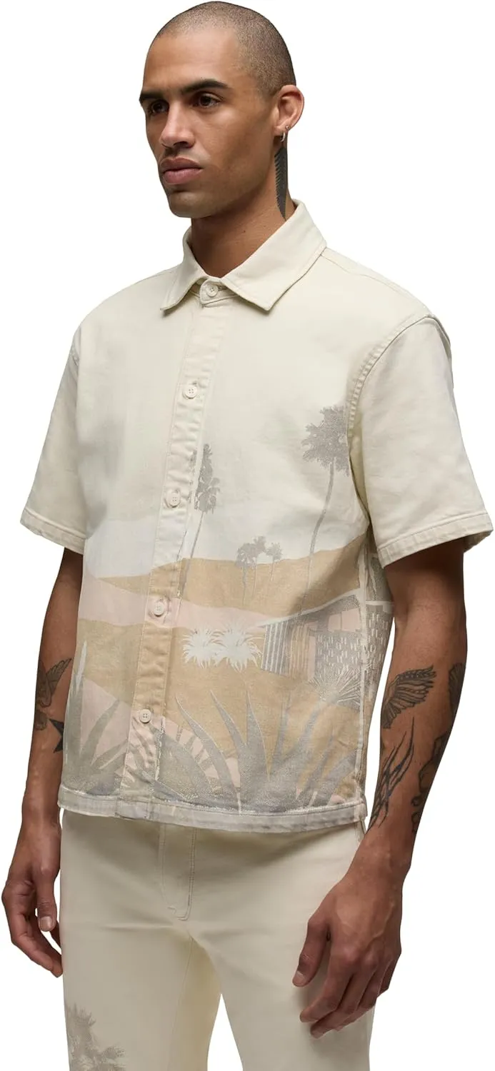 HUDSON Men's Short Sleeve Button Up Camp Shirt