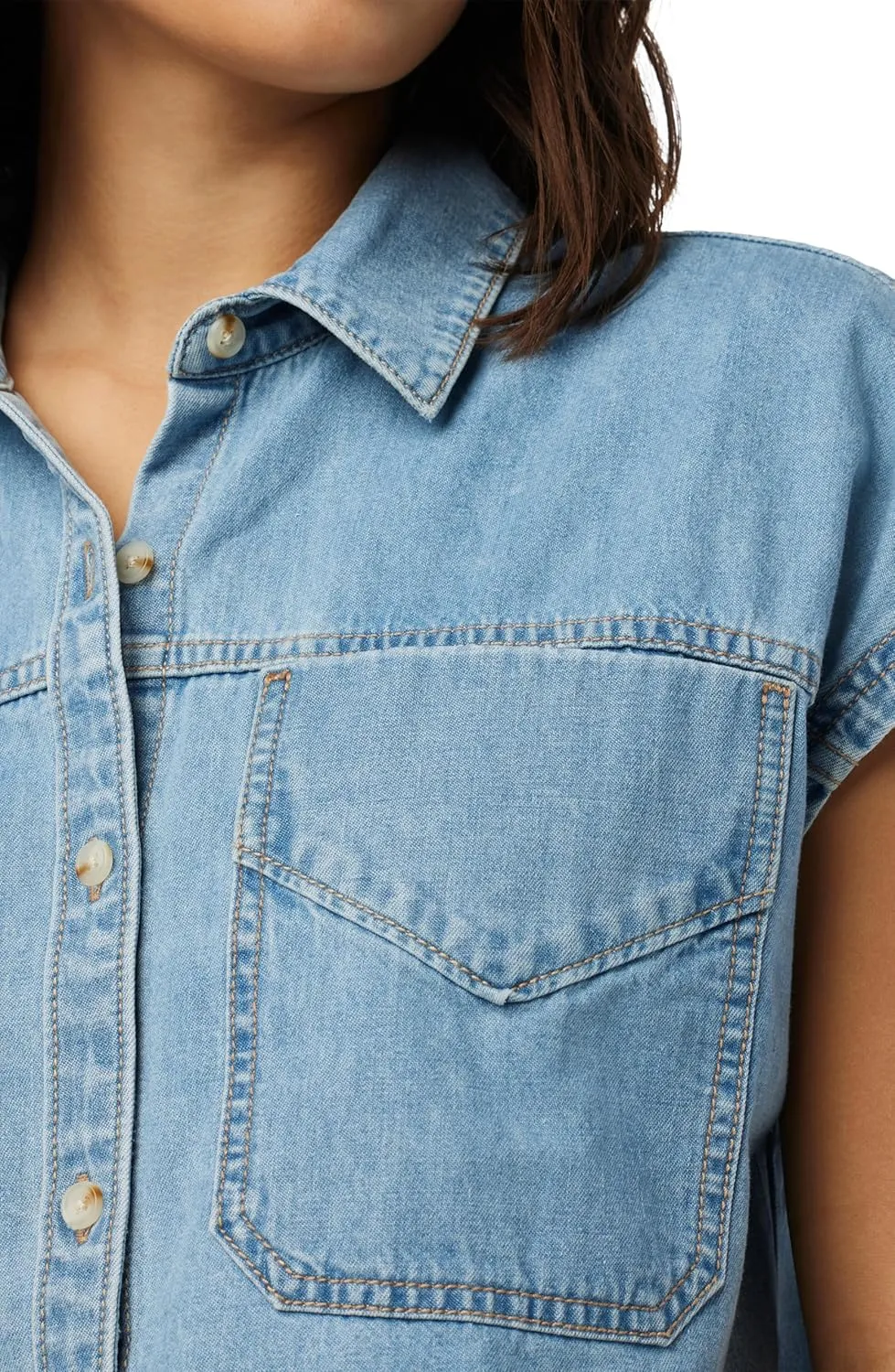 HUDSON Women's Sleeveless Button Down Camp Shirt