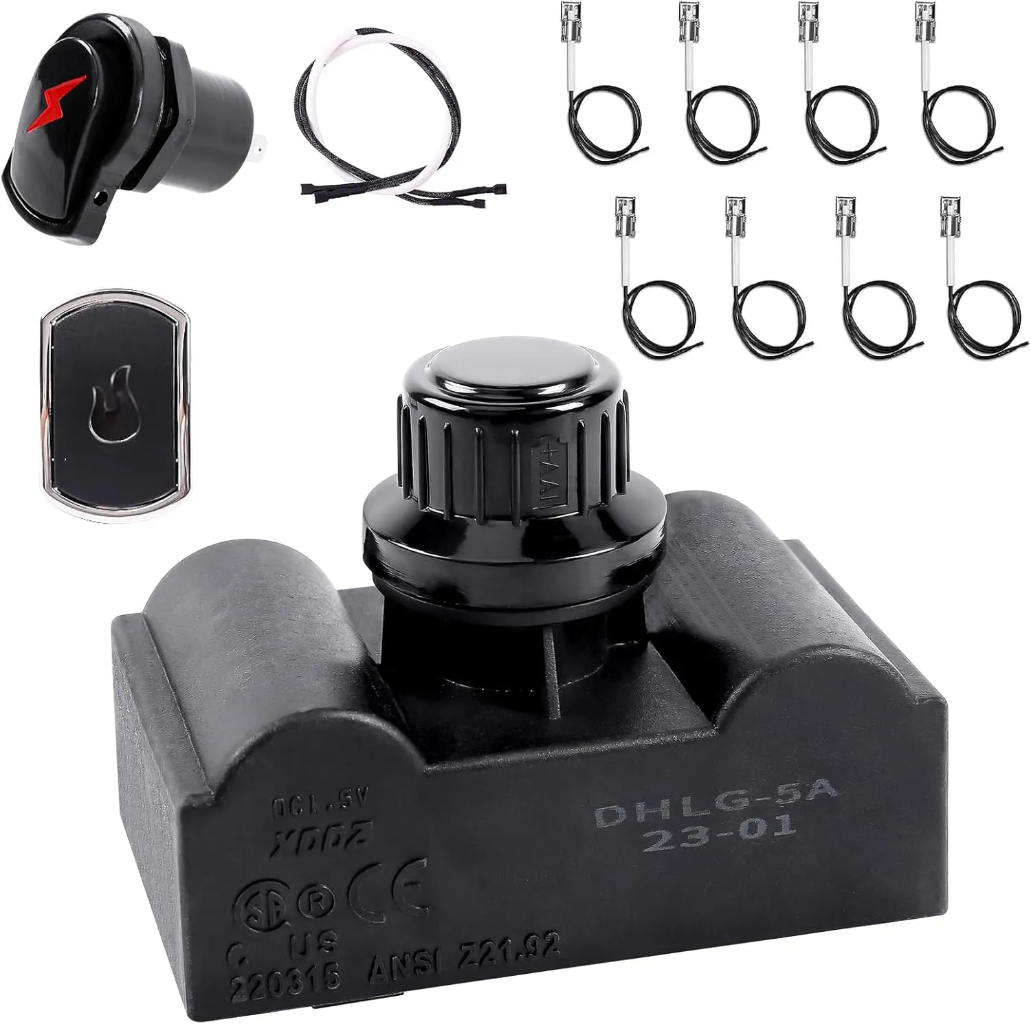 Ignitor Replacement Kit for Charbroil, 5 Outlet Ignition Module with Wires and Switch Buttons for Charbroil Most Models Ignition System, Original Part G515-0030-W2