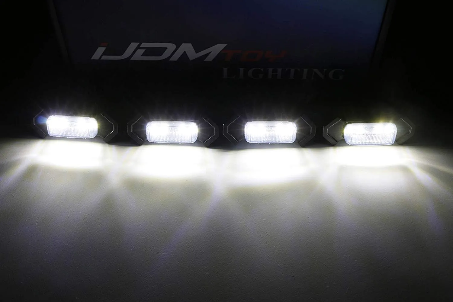 iJDMTOY 4pc Set Smoked Lens Front Grille Lighting Kit Compatible with 2016-2023 Toyota Tacoma w/TRD Pro Grill ONLY, Includes (4) 4-SMD 6000K White LED Light Assy & Wiring Harness