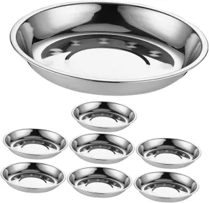 IMIKEYA Barbecue Trays 8pcs Stainless Steel Round Plates for Family Gatherings
