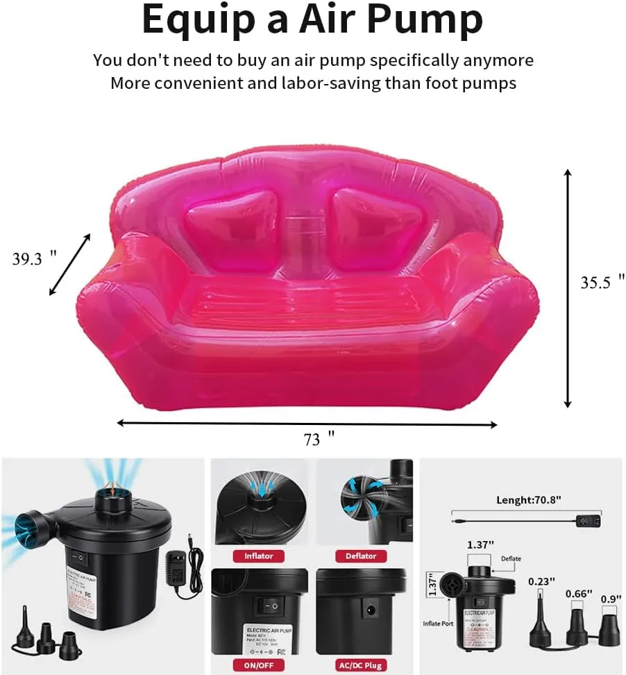 Inflatable Deck Chair with Air Pump, PVC Lounger Sofa for Indoor Living Room Bedroom, Outdoor Travel Camping Picnic Beach (Red)