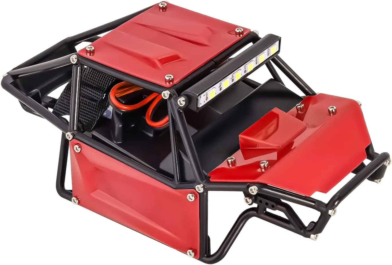 INJORA 34g Rock Buggy Body Shell Nylon Chassis Kit for SCX24 C10 JLU Bronco Base Camp Axial 1/24 RC Crawler Car Upgrade Parts（Red）