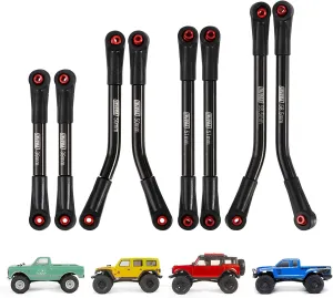 INJORA High Clearance 4 Links Set Stainless Steel Links Set for SCX24 C10 JLU Bronco Base Camp Axial 1/24 RC Crawler Car Upgrade Parts(Black)