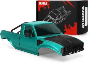 INJORA IR60-24 Pickup Hard Body Shell with Bed Rack for 1/24 RC Crawler Axial SCX24 C10 Bronco Wrangler Base Camp (Green)