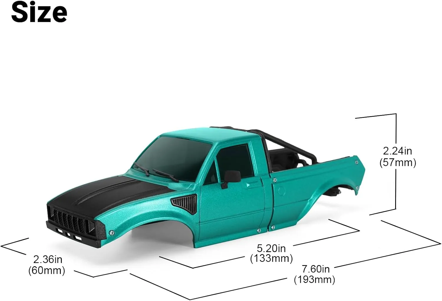 INJORA IR60-24 Pickup Hard Body Shell with Bed Rack for 1/24 RC Crawler Axial SCX24 C10 Bronco Wrangler Base Camp (Green)