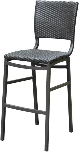 International Caravan 523690 Wicker Resin/Aluminum Patio Bar Stool, Set of 2, Black