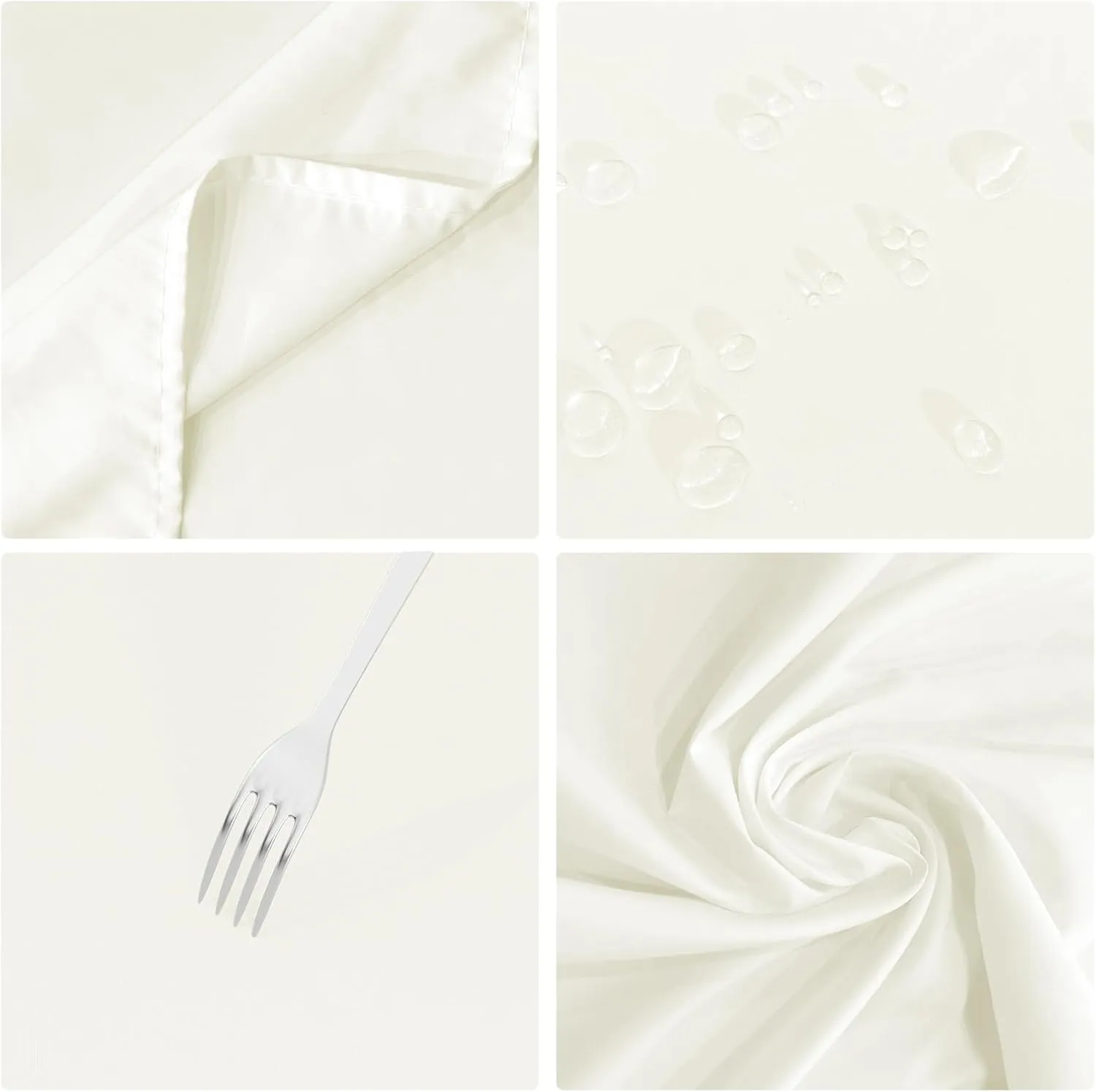 IVAPUPU 2PCS Ivory Table Cloth for Rectangle Table - 60 x 102 Inch Tablecloths Rectangular Cloths Waterproof Washable Wrinkle Resistant for 6 FT Wedding Cocktail Party