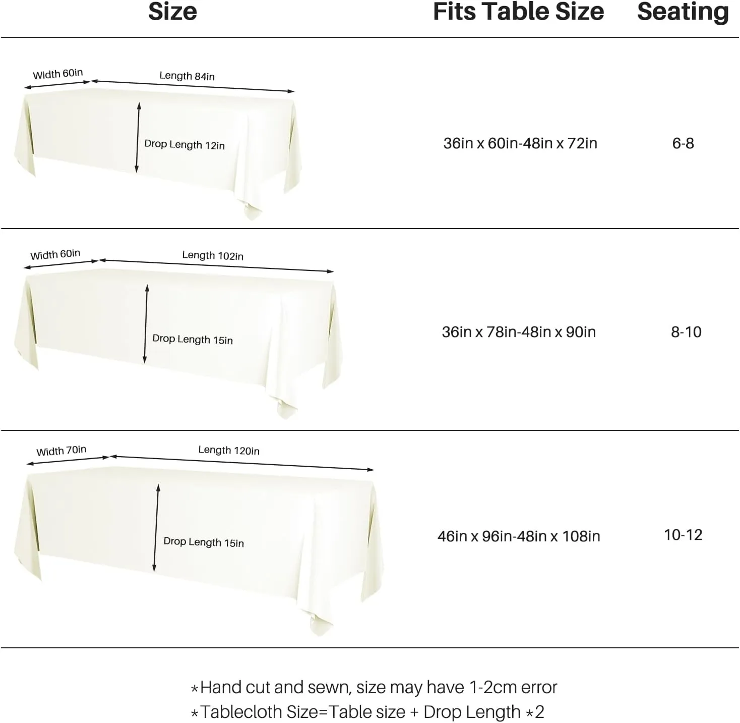 IVAPUPU 2PCS Ivory Table Cloth for Rectangle Table - 60 x 102 Inch Tablecloths Rectangular Cloths Waterproof Washable Wrinkle Resistant for 6 FT Wedding Cocktail Party
