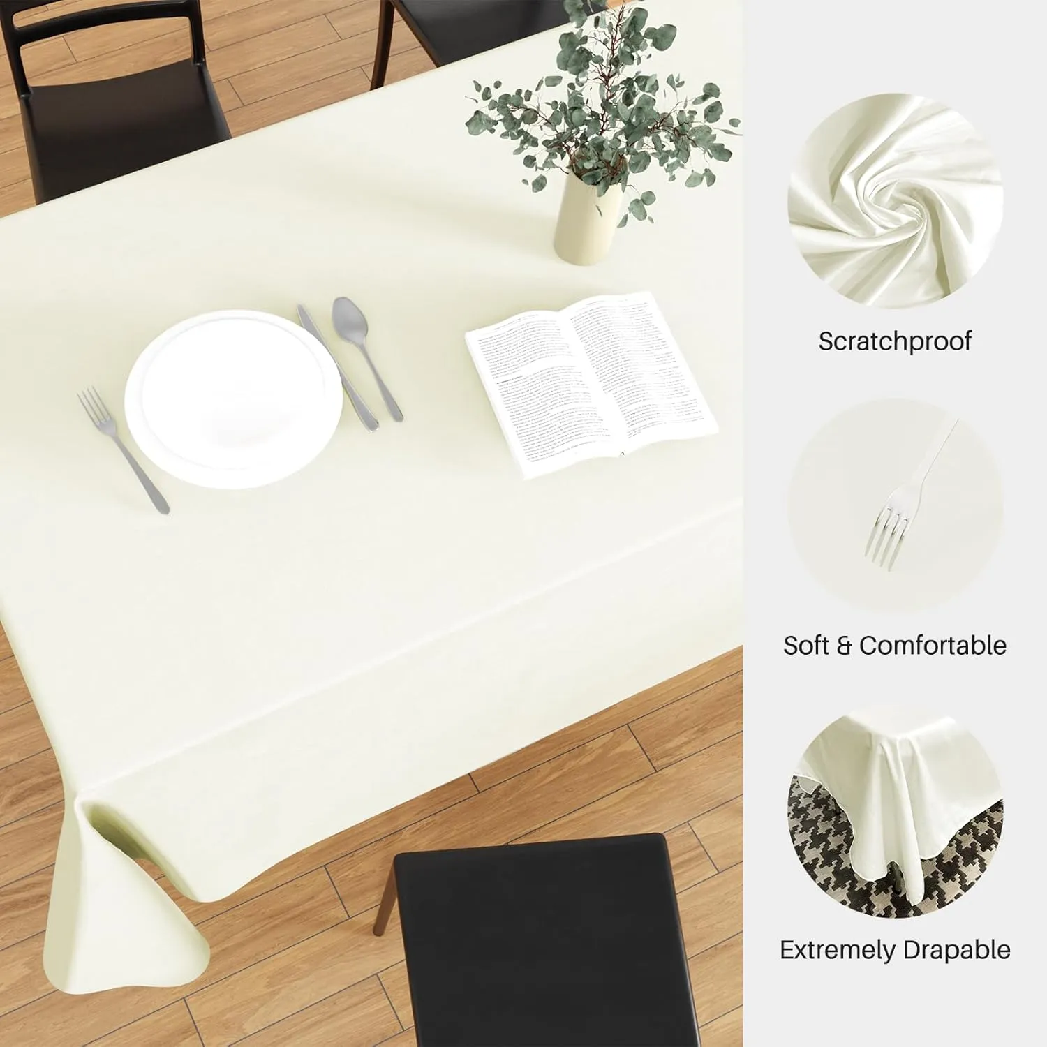 IVAPUPU 2PCS Ivory Table Cloth for Rectangle Table - 60 x 102 Inch Tablecloths Rectangular Cloths Waterproof Washable Wrinkle Resistant for 6 FT Wedding Cocktail Party