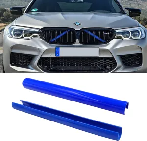 Jaronx Compatible with BMW Grill Inserts Trims for 1 2 3 4 5 6 7 Series, F20 F22 F30 F32 G30 G32 G11 G12, Compatible with BMW V Brace Wrap Covers Blue Grill Stripes Wrap(Blue)