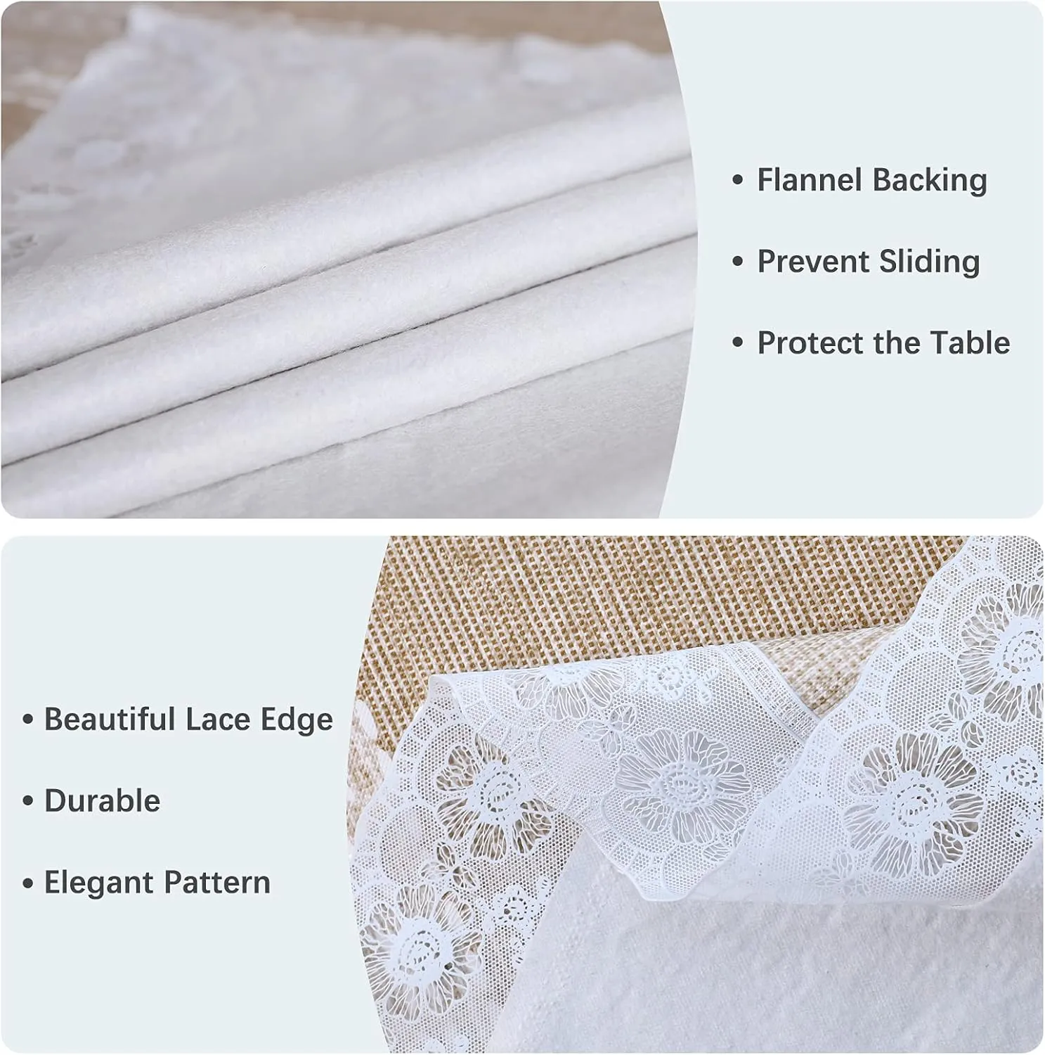 JUCFHY 58''×104'' Rectangle Tablecloth with Flannel Backing, 100% Waterproof Vinyl Tablecloths, Wipeable Spillproof Plastic Table Cloth for Dining, Camping,Indoor & Outdoor, Brown