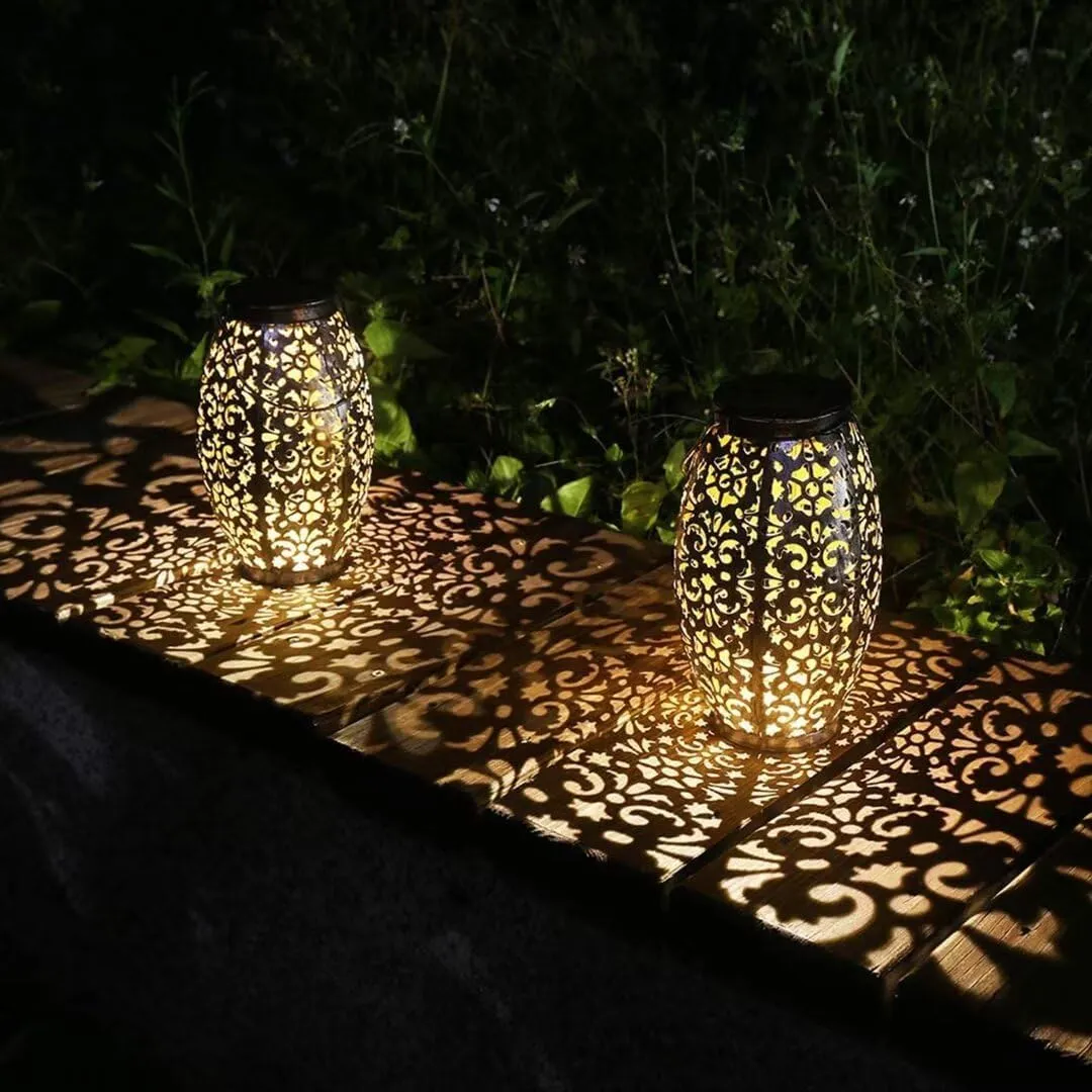 Kaixoxin Solar Lantern Lights for Hanging or Table Outdoor Solar Light for Patio Courtyard Garden (Silver-1)