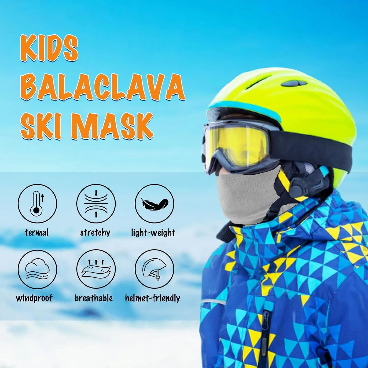 Kids Fleece Balaclava Ski Mask for Boys Girls, Thermal Lightweight Windproof Face Mask for Winter Activities