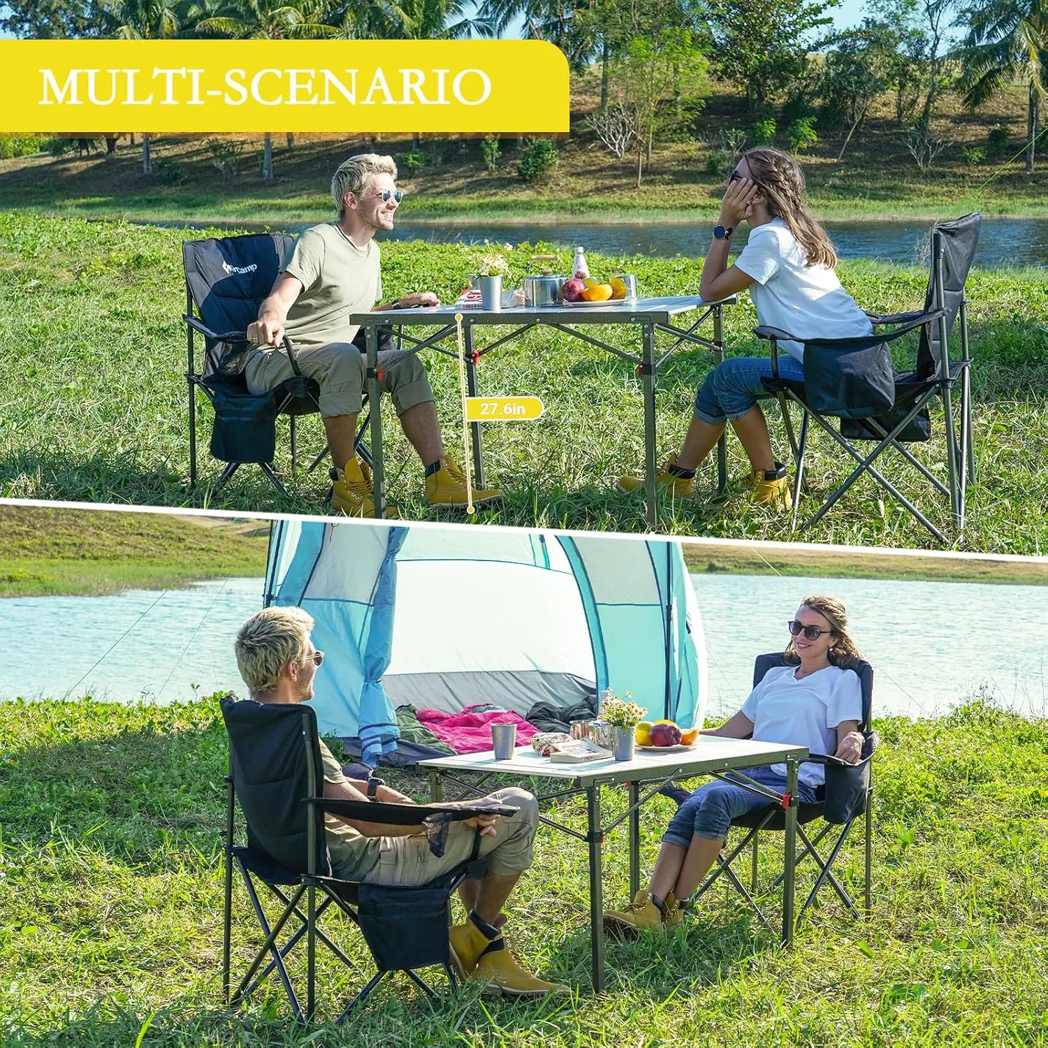 KingCamp Aluminum Folding Camp Table - Lightweight, Portable, Roll Up for Outdoor Camping, Picnic, Barbecue