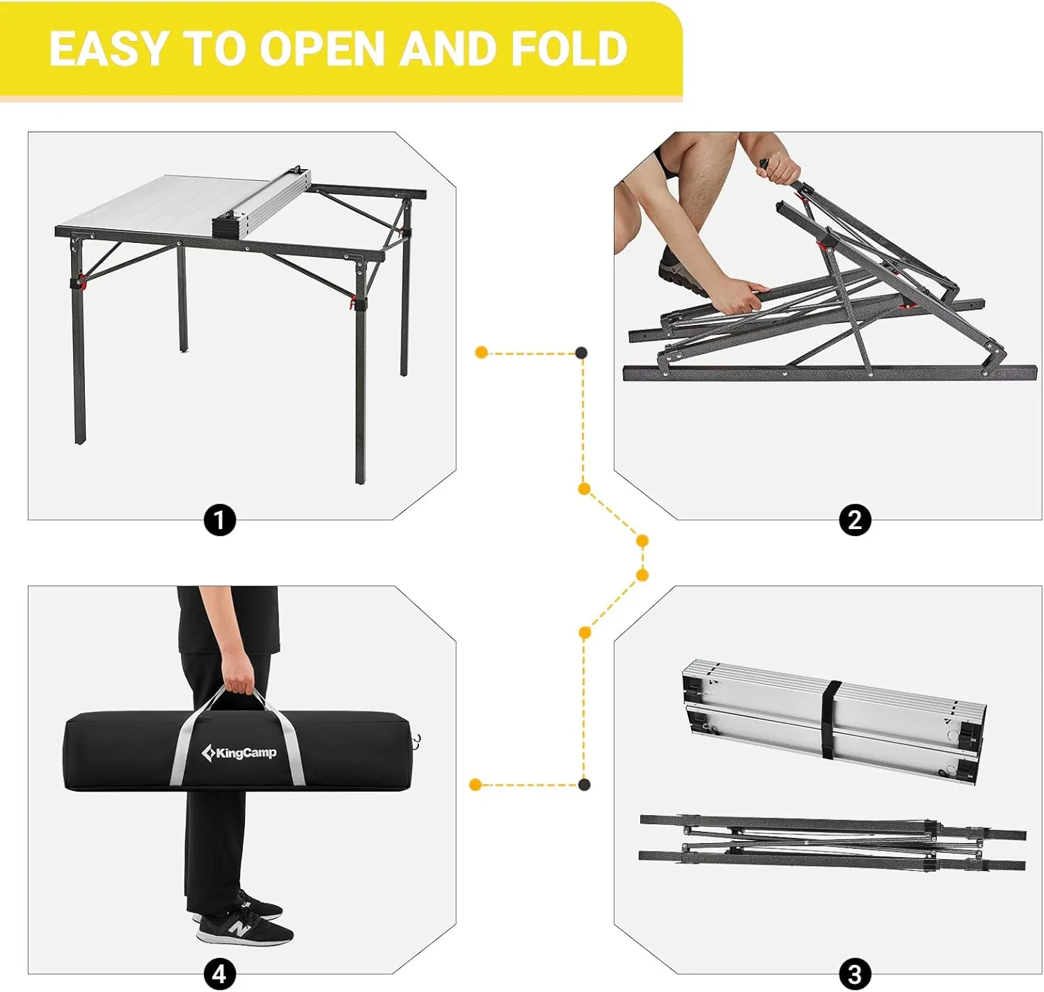 KingCamp Aluminum Folding Camp Table - Lightweight, Portable, Roll Up for Outdoor Camping, Picnic, Barbecue