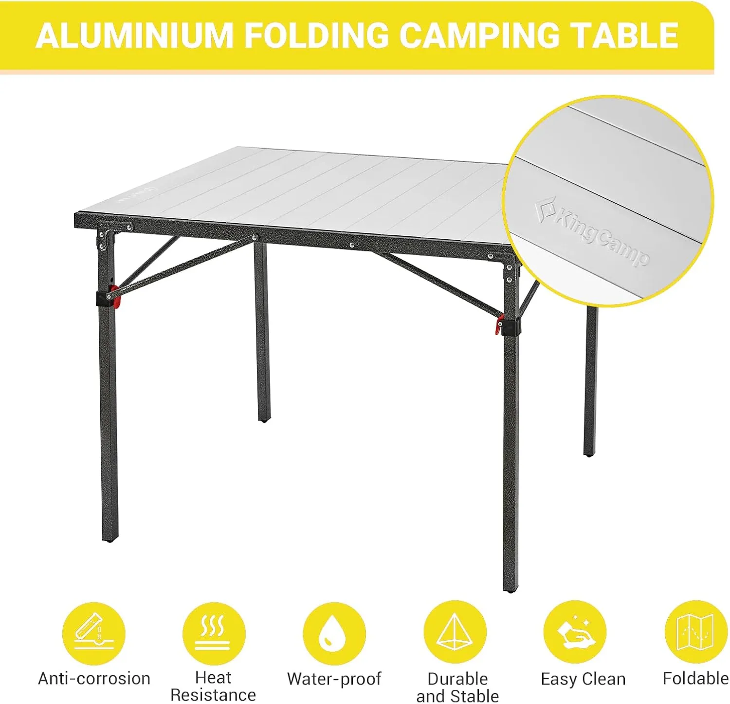KingCamp Aluminum Folding Camp Table - Lightweight, Portable, Roll Up for Outdoor Camping, Picnic, Barbecue