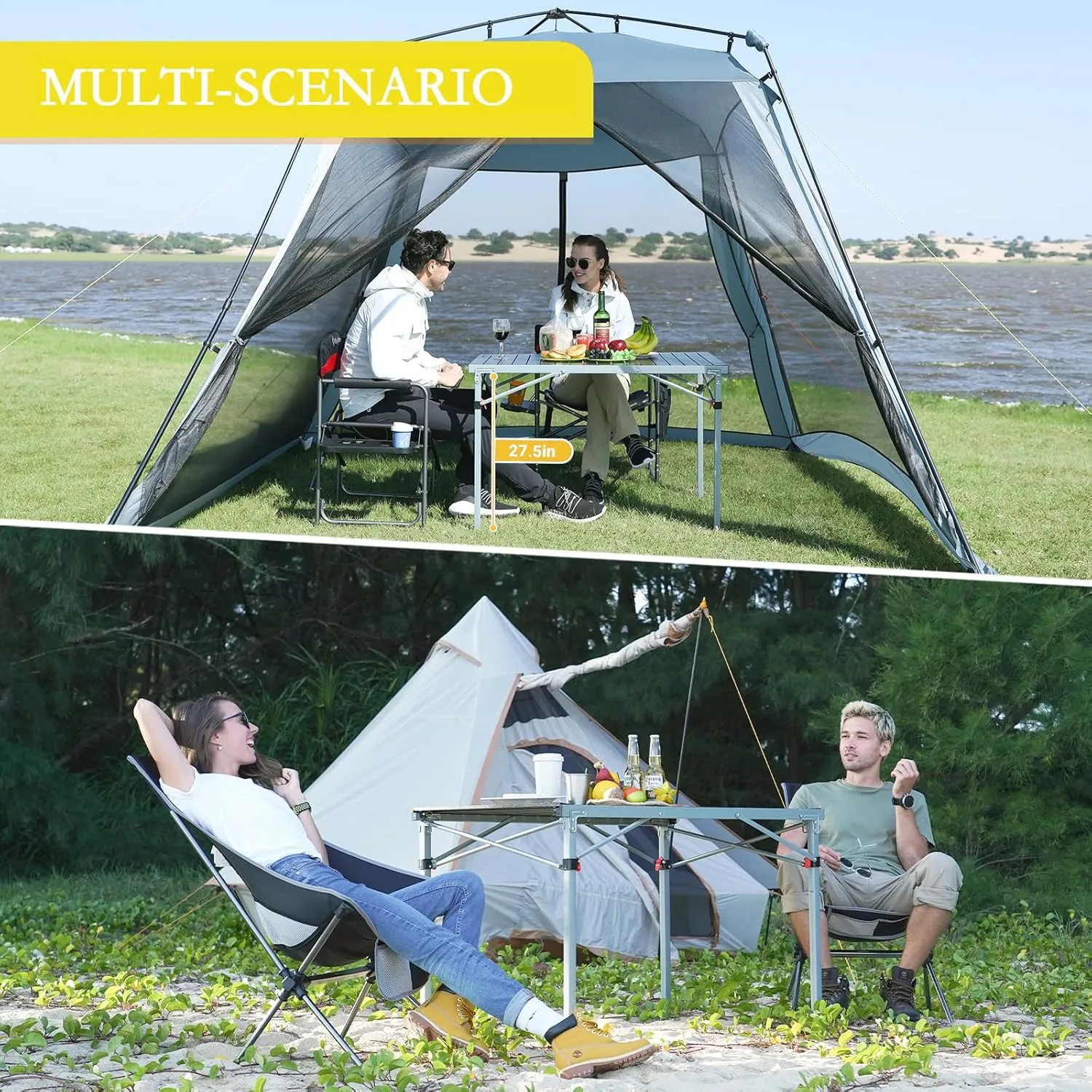 KingCamp Aluminum Folding Camp Table - Lightweight, Portable, Roll Up for Outdoor Camping, Picnic, Barbecue