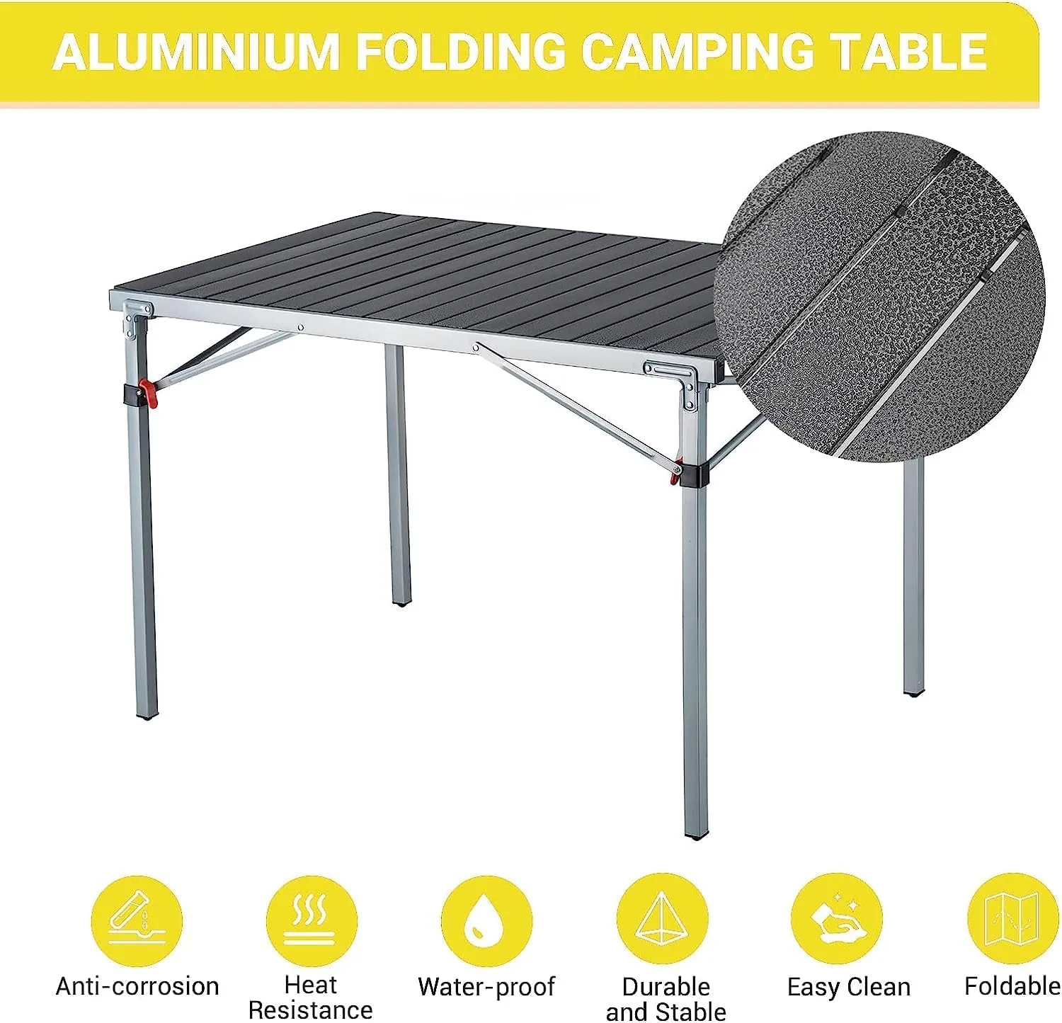 KingCamp Aluminum Folding Camp Table - Lightweight, Portable, Roll Up for Outdoor Camping, Picnic, Barbecue