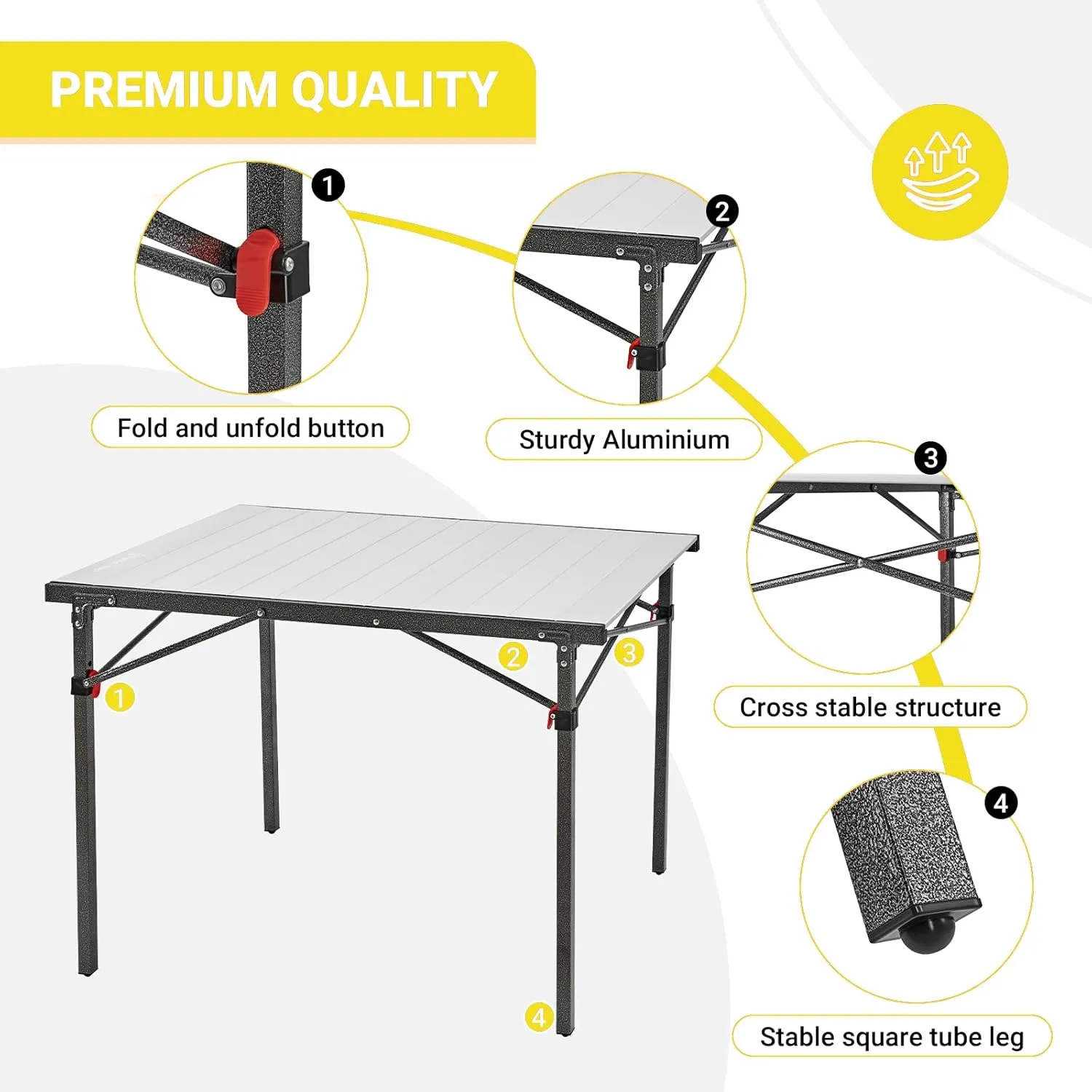 KingCamp Aluminum Folding Camp Table - Lightweight, Portable, Roll Up for Outdoor Camping, Picnic, Barbecue