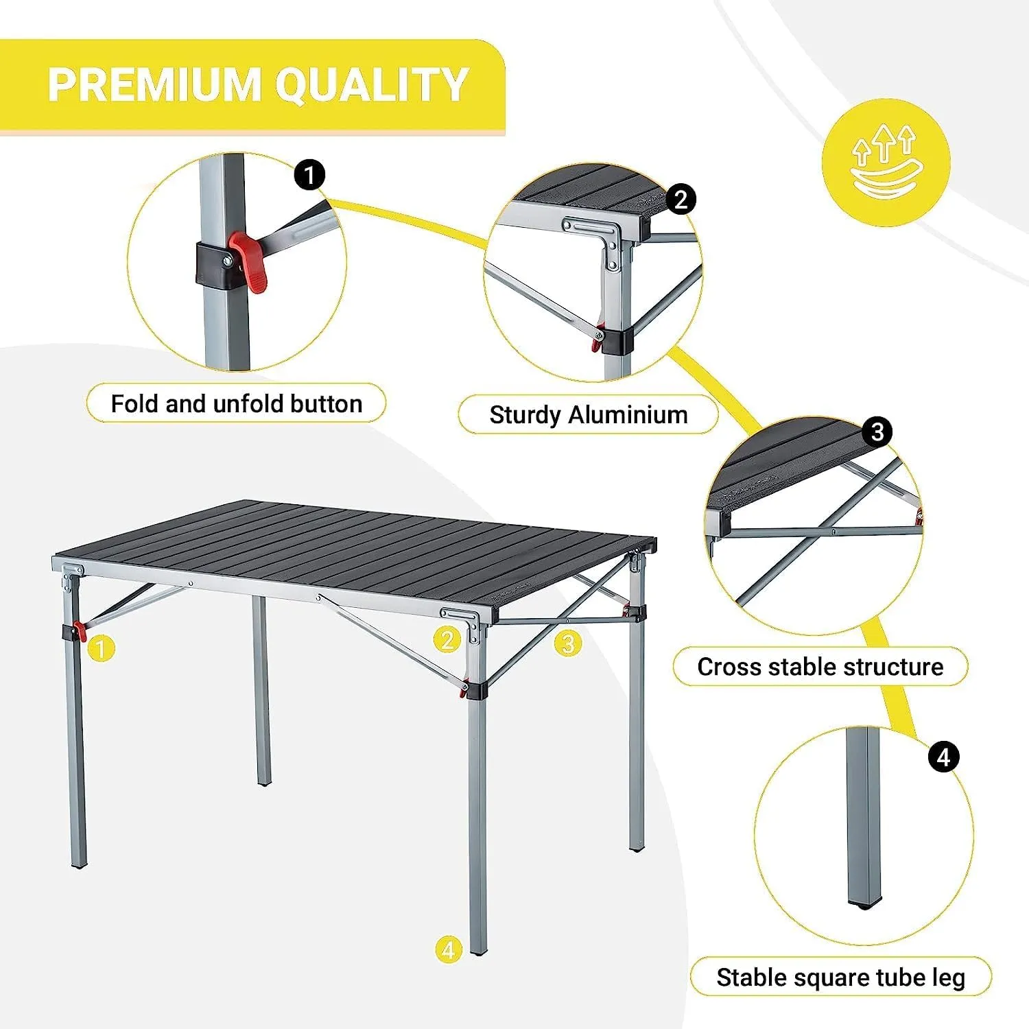 KingCamp Aluminum Folding Camp Table - Lightweight, Portable, Roll Up for Outdoor Camping, Picnic, Barbecue
