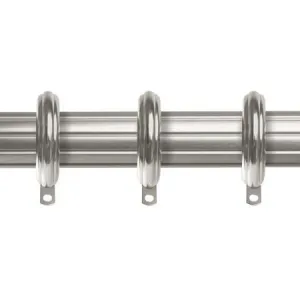 Kirsch Designer Metals 1 3/8 Inch Diameter Fluted Traverse Curtain Rod set with Rings, 66 - 120 Inches