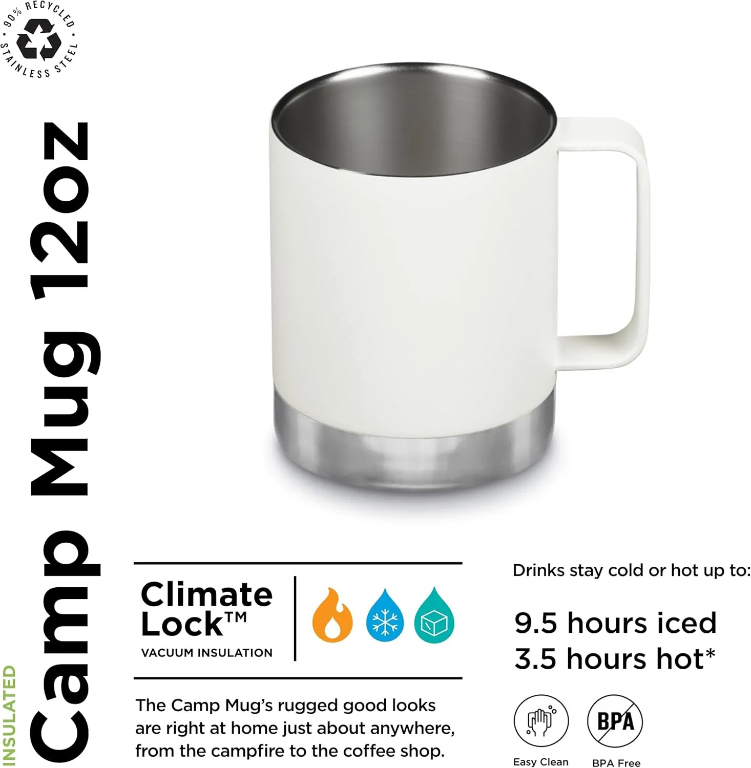 Klean Kanteen Camp Mug 12 Oz Matte White