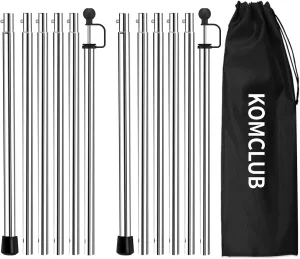 KOMCLUB Telescoping Tent Poles - Adjustable 94.5" Camping Poles with Stainless Steel Rods for Hiking and Outdoor Activities
