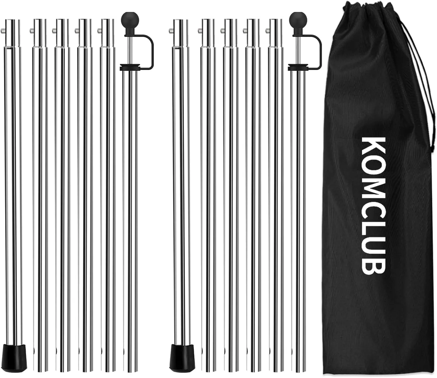 KOMCLUB Telescoping Tent Poles - Adjustable 94.5" Camping Poles with Stainless Steel Rods for Hiking and Outdoor Activities