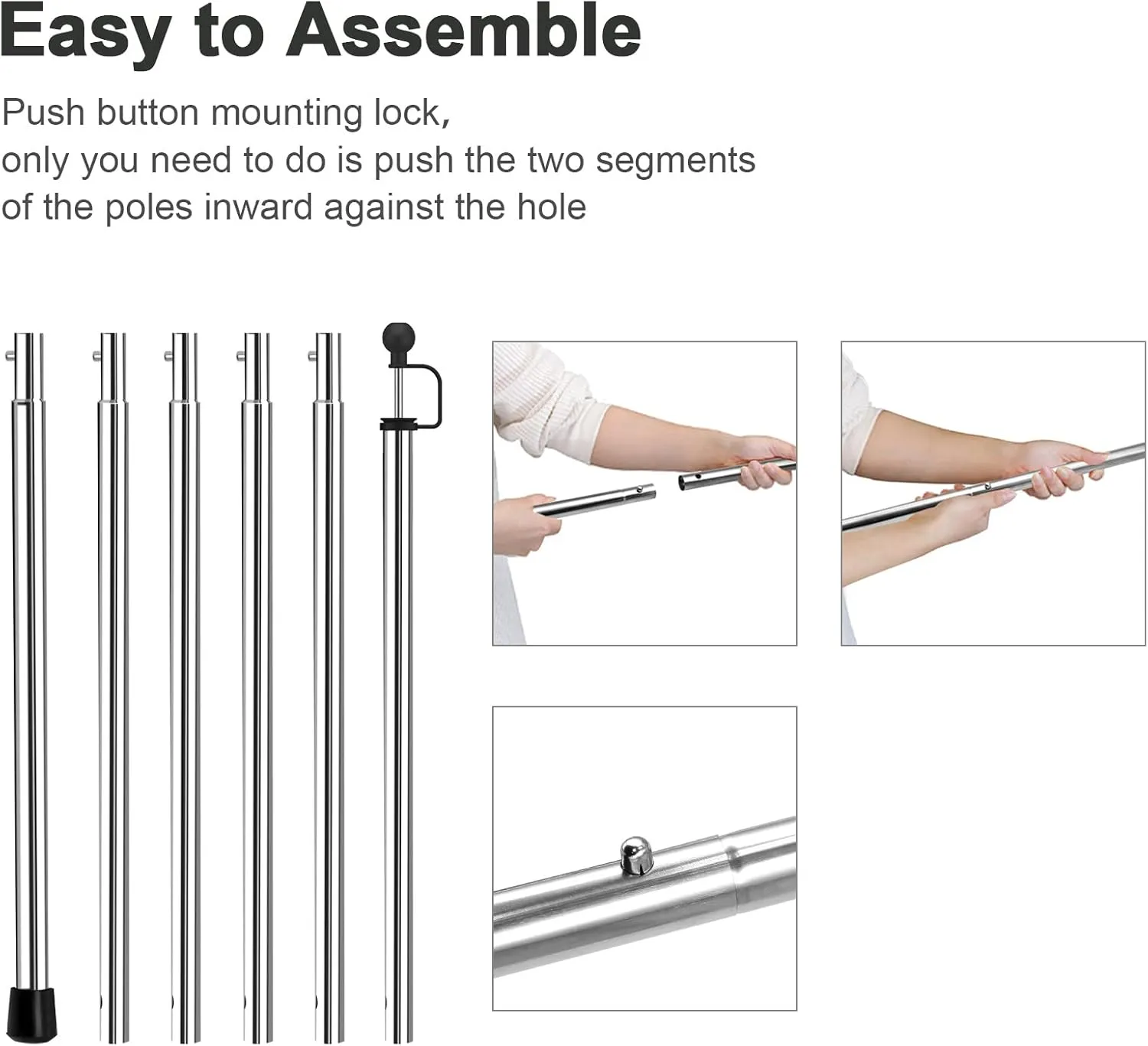 KOMCLUB Telescoping Tent Poles - Adjustable 94.5" Camping Poles with Stainless Steel Rods for Hiking and Outdoor Activities
