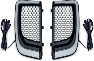 Kuryakyn 5064 Motorcycle Lighting Accessory: Tracer LED Running Light/Turn Signal Fairing Lower Grills for 2014-20 Harley-Davidson Motorcycles, Satin Black, 1 Pair