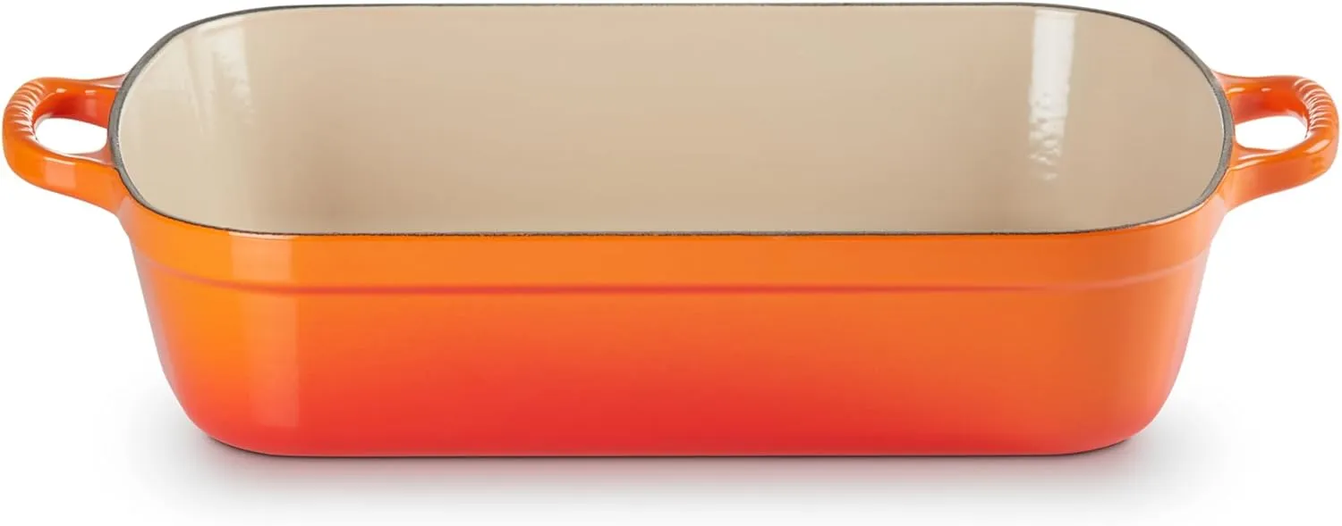 Le Creuset Enameled Cast Iron Signature Rectangular Roaster, 5.25 qt. (11.7" x 16.8") , Flame
