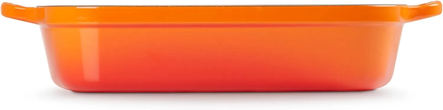 Le Creuset Enameled Cast Iron Signature Rectangular Roaster, 5.25 qt. (11.7" x 16.8") , Flame