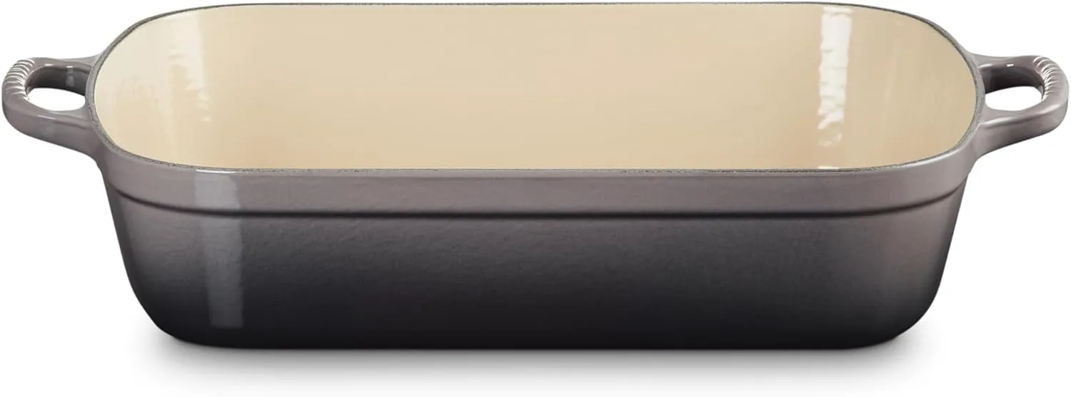Le Creuset Enameled Cast Iron Signature Rectangular Roaster, 5.25 qt. (11.7" x 16.8") , Oyster