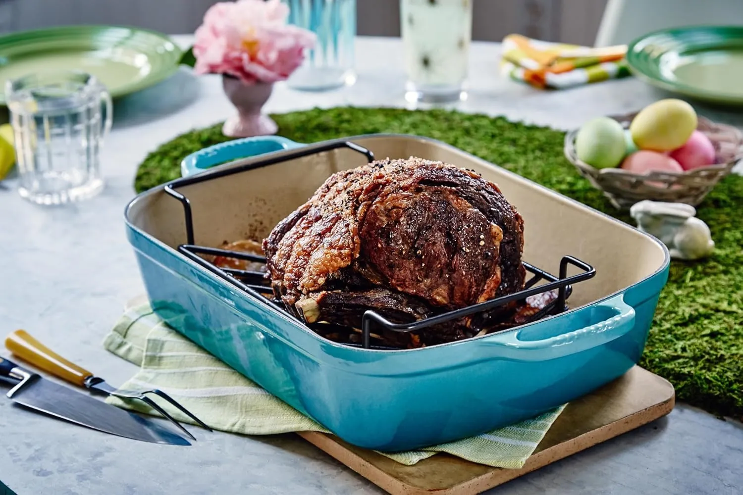 Le Creuset Enameled Cast Iron Signature Rectangular Roaster, 5.25 qt. (11.7" x 16.8") , White