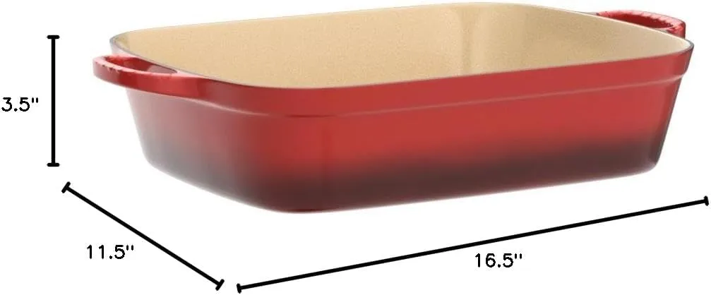Le Creuset Enameled Cast Iron Signature Rectangular Roaster, 7 qt. (12.8" x 18.7"), Cerise