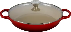 Le Creuset of America Enameled Cast Iron Buffet Casserole with Glass Lid, 3 1/2 quart, Cerise (Cherry Red)